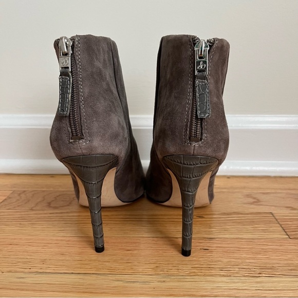 Sam Edelman Kourtney Gray Leather Suede Crocodile Heel Ankle Boots Size 8M - Picture 8 of 15